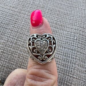 Brighton RENO HEART Ring With Diamonds Size 6 Retired Ultra Rare Find!